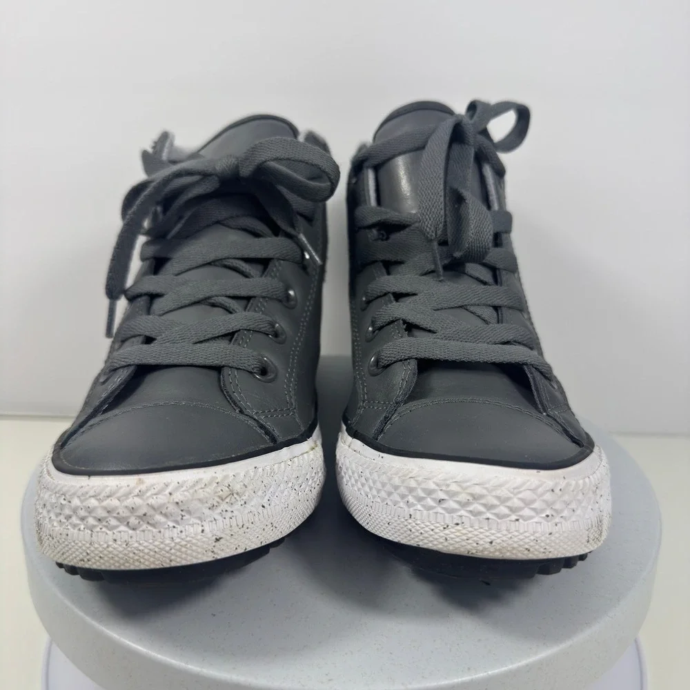 Converse All Star High Top Leather Sneaker‎ Gray Lace Up Kids Youth Size 5